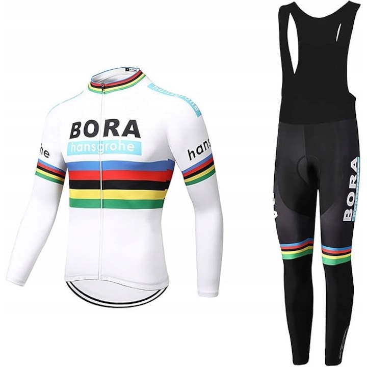 Set echipament sportiv pentru ciclism, Negru/Alb, Poliester