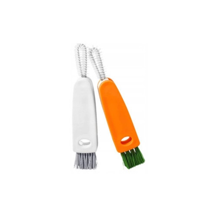 Set 2x Perii de Curatare Multifunctionale 3 in 1, Alb si Portocaliu, 13x1,5cm