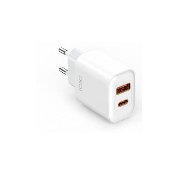 XO Design BPCE12 hálózati adapter, 20 W, 3 A, 1 x USB-A - 1 x USB-C, fehér