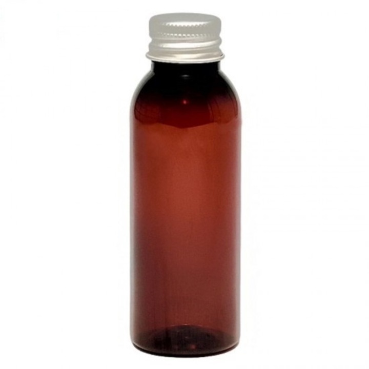 Recipient cosmetic flacon ambra, capac aluminiu, 50ml