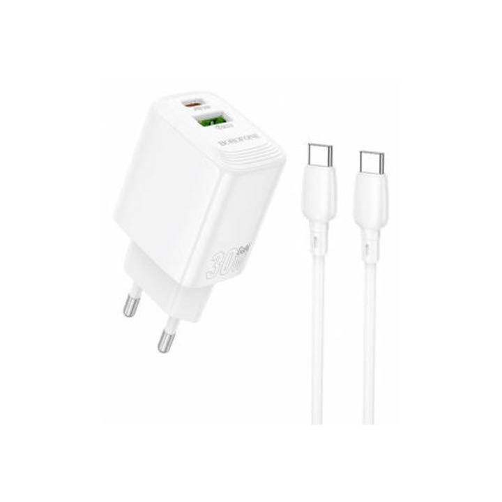 Borofone BN29 Fuente USB-C kábeles töltő, 30W, 3A, 1 x USB-A - 1 x USB-C, fehér