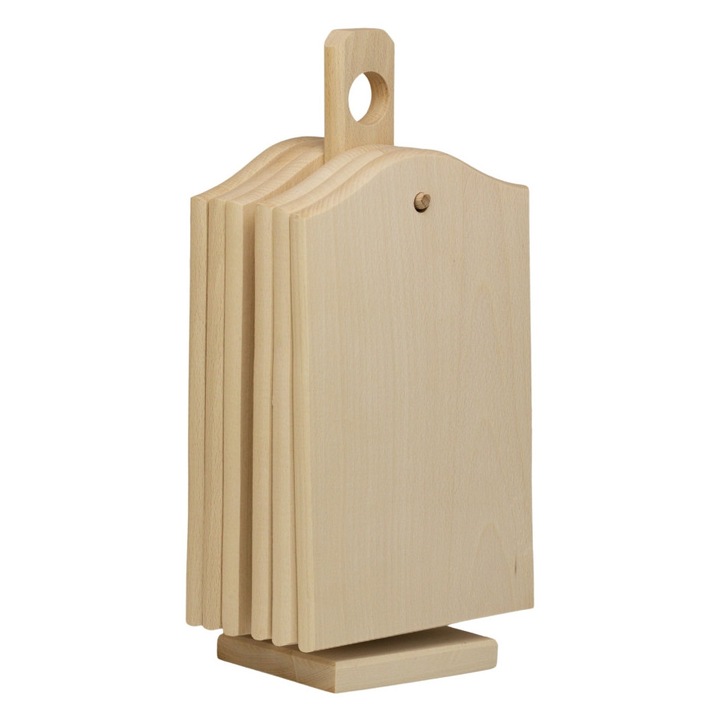Set 6 tocatoare cu suport vertical, lemn fag, 31 x 14 x 9 cm, OnemisFlot