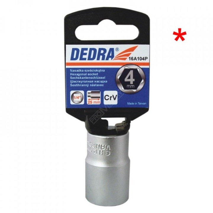 Cheie tubulara 6 puncte 1/4" 6 mm cu agatator de plastic