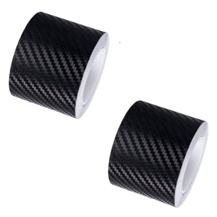 Комплект от 2 3D защитни ленти за кола, INELAG, карбонови, за праг, врата, броня, табло, водоустойчиви, тунинг на кола, 10 см x 5 метра