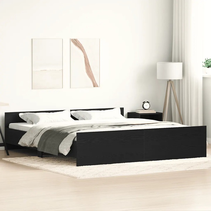 Rama pat 180x200 cm, VidaXL, negru, lemn stratificat