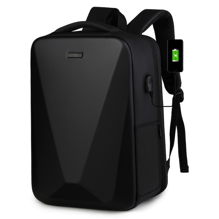 Rucsac Laptop Camaterlot, Antifurt, Port USB, Negru, 31x18x43cm