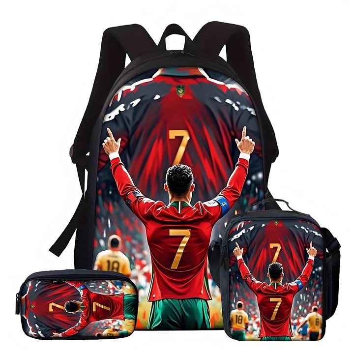 Rucsac Ronaldo pentru studenti, capacitate mare, 29x13x44cm, multicolor, C-5