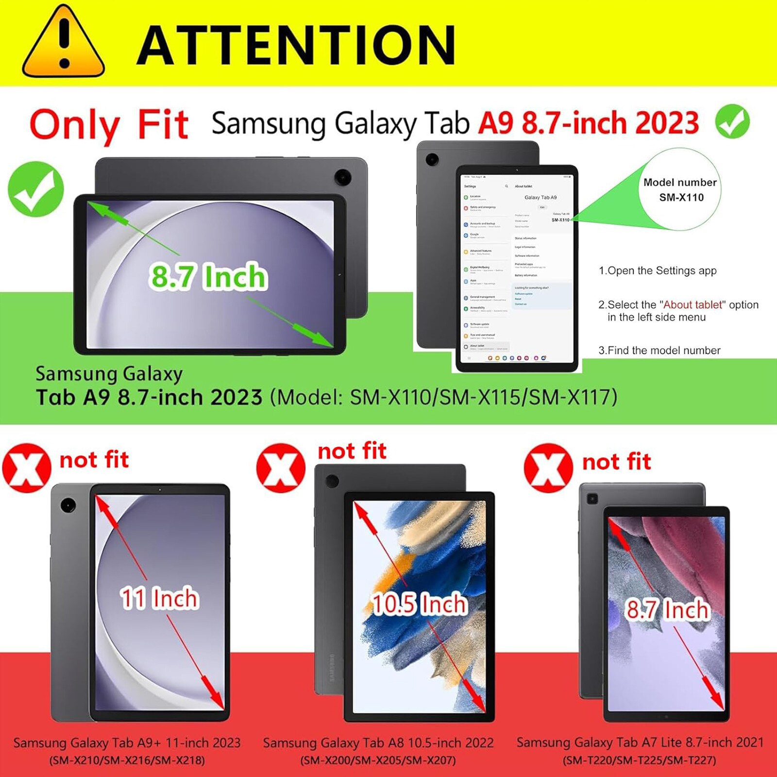 Husa tableta AYSTOAYS®, pentru Samsung Galaxy Tab A9 8.7" (2023), rezistenta la socuri, Rezistent la uzura, Usor de instalat, Portabil, Transparenta