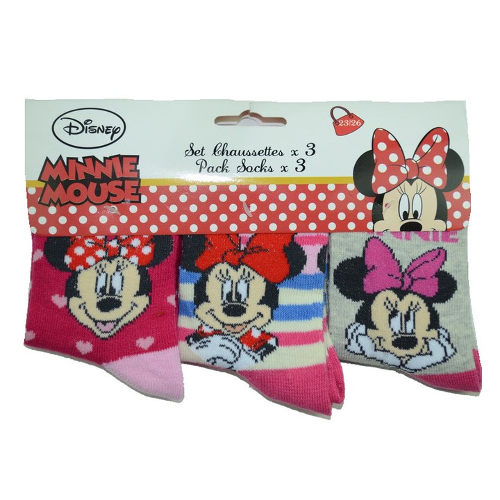 3 pár zokni lányoknak Minnie Mouse Sun City QE4727R-31-34, Fehér 10871