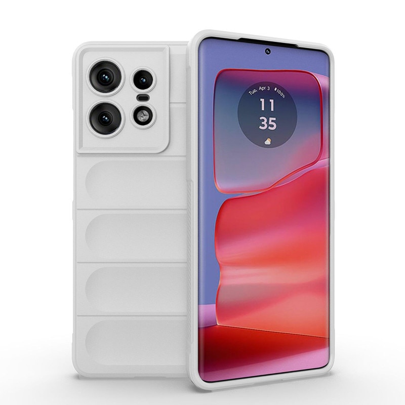 Husa telefon, pentru Motorola Edge 50 Pro 5G, Heavy Duty 3D cu dungi senzoriale Soft Silicone Full Portection Rezistent la socuri, Alb perlat