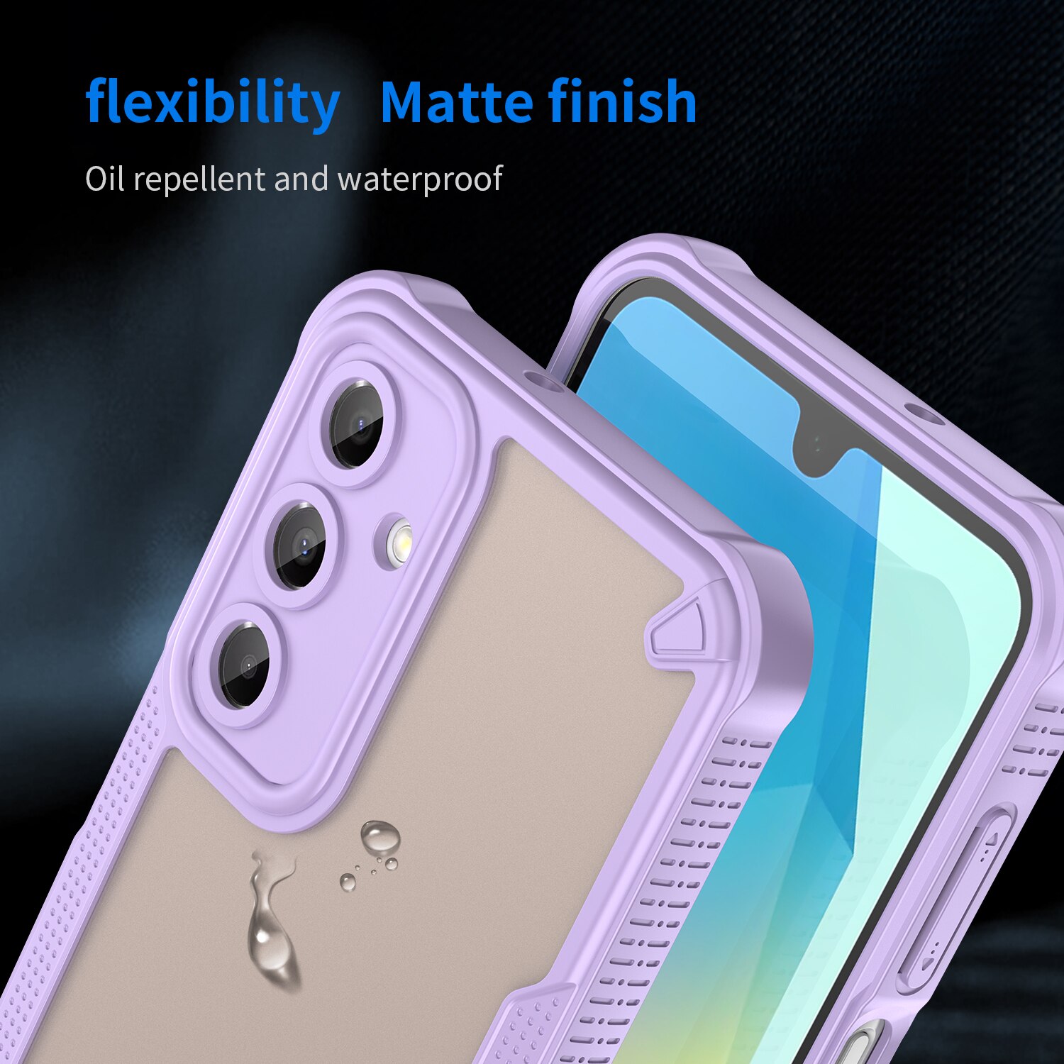 Husa telefon, pentru Samsung Galaxy A16 Armura de ulei confortabil TPU impermeabil + PC moale Semi-translucentmatte simt, Violet, Transparent