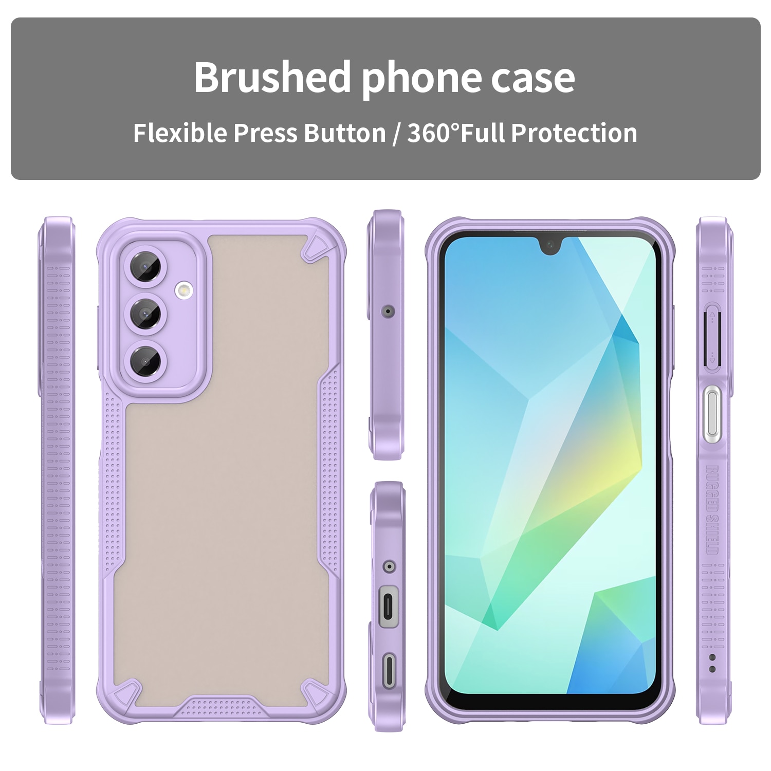 Husa telefon, pentru Samsung Galaxy A16 Armura de ulei confortabil TPU impermeabil + PC moale Semi-translucentmatte simt, Violet, Transparent