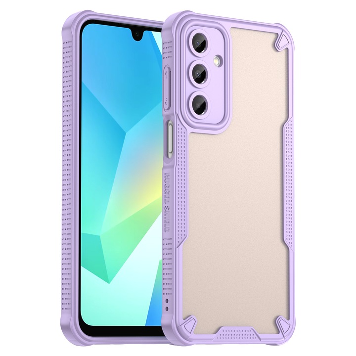 Husa telefon, pentru Samsung Galaxy A16 Armura de ulei confortabil TPU impermeabil + PC moale Semi-translucentmatte simt, Violet, Transparent