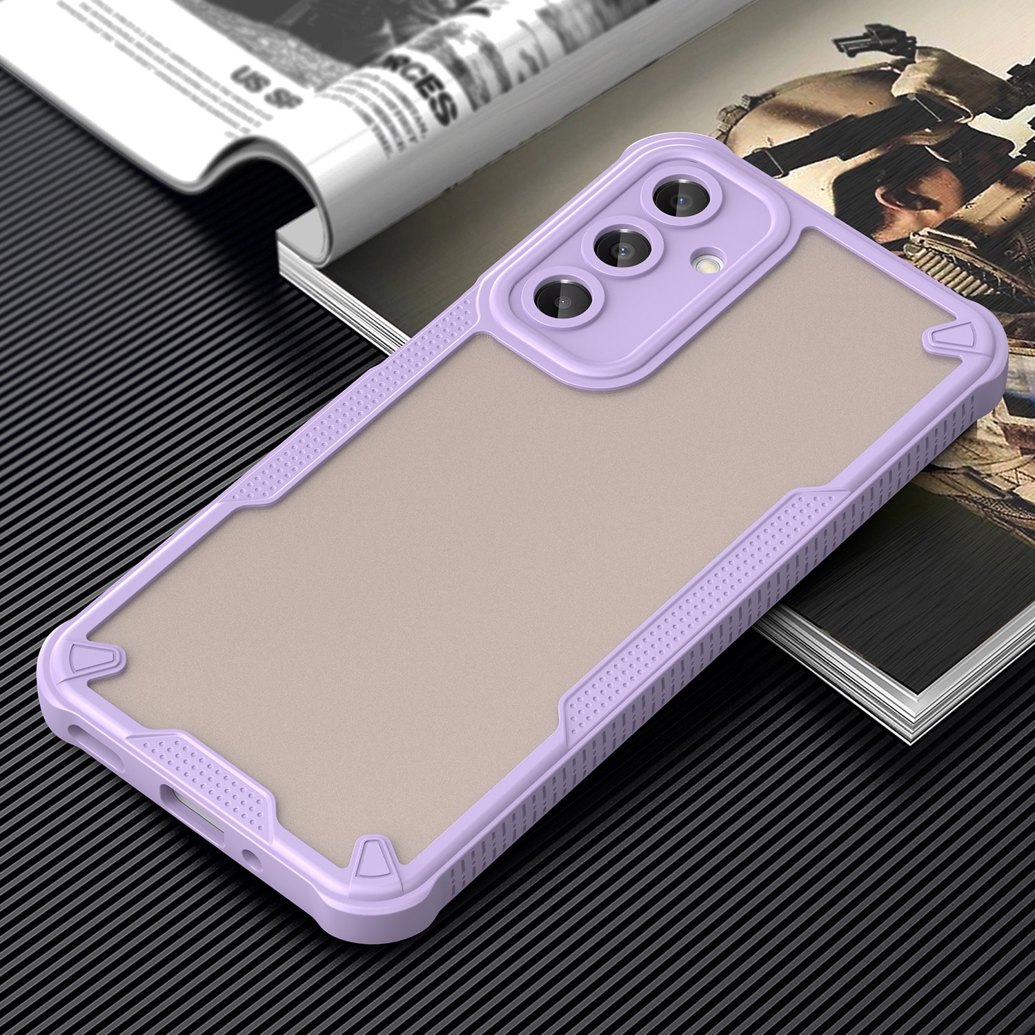 Husa telefon, pentru Samsung Galaxy A16 Armura de ulei confortabil TPU impermeabil + PC moale Semi-translucentmatte simt, Violet, Transparent