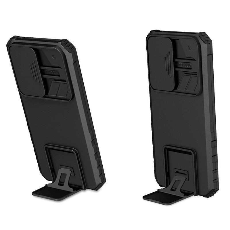 Husa telefon, pentru Samsung Galaxy A36/ Galaxy A56, Fereastra glisanta, suport inovator, Alb mat