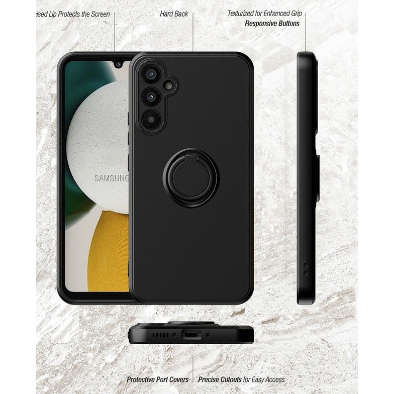Husa telefon, pentru Samsung Galaxy A36 5G Silicon lichid Margini flexibile Anti-zgarieturi si inel circular rezistent la socuri, Negru inchis
