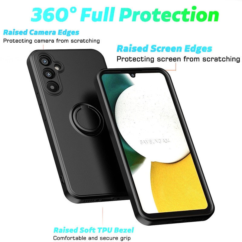 Husa telefon, pentru Samsung Galaxy A36 5G Silicon lichid Margini flexibile Anti-zgarieturi si inel circular rezistent la socuri, Negru inchis