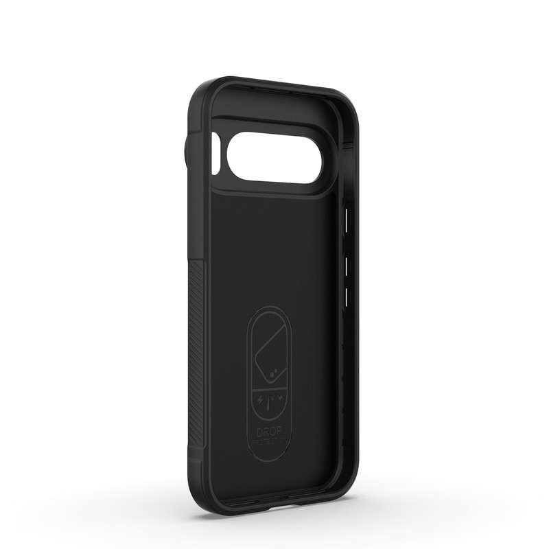 Husa telefon, pentru Google Pixel 9 Pro XL, Heavy Duty 3D cu dungi senzoriale Soft Silicone Full Portection Rezistent la socuri, Negru intens