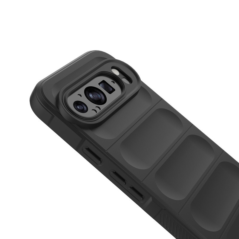 Husa telefon, pentru Google Pixel 9 Pro XL, Heavy Duty 3D cu dungi senzoriale Soft Silicone Full Portection Rezistent la socuri, Negru intens