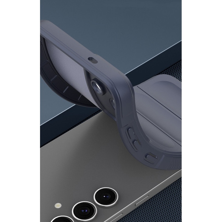 Husa telefon, pentru Samsung Galaxy S25 Plus / S25+, Heavy Duty 3D cu dungi senzoriale Soft Silicone Full Portection Rezistent la socuri, Alb perlat