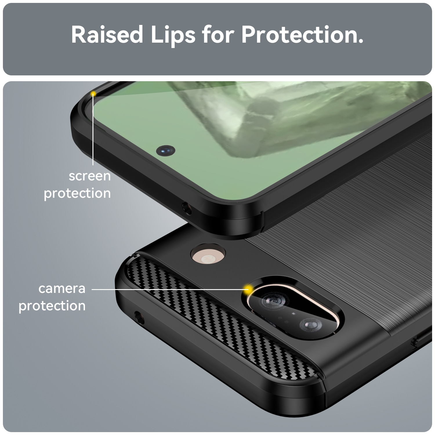 Husa telefon, pentru Google Pixel 8a 5G, De inalta calitate subtire si usoara periata confortabila TPU Soft Feel, Carbon Fiber Negru
