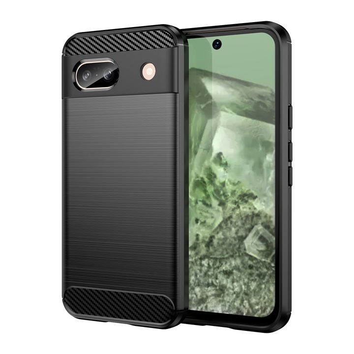 Husa telefon, pentru Google Pixel 8a 5G, De inalta calitate subtire si usoara periata confortabila TPU Soft Feel, Carbon Fiber Negru