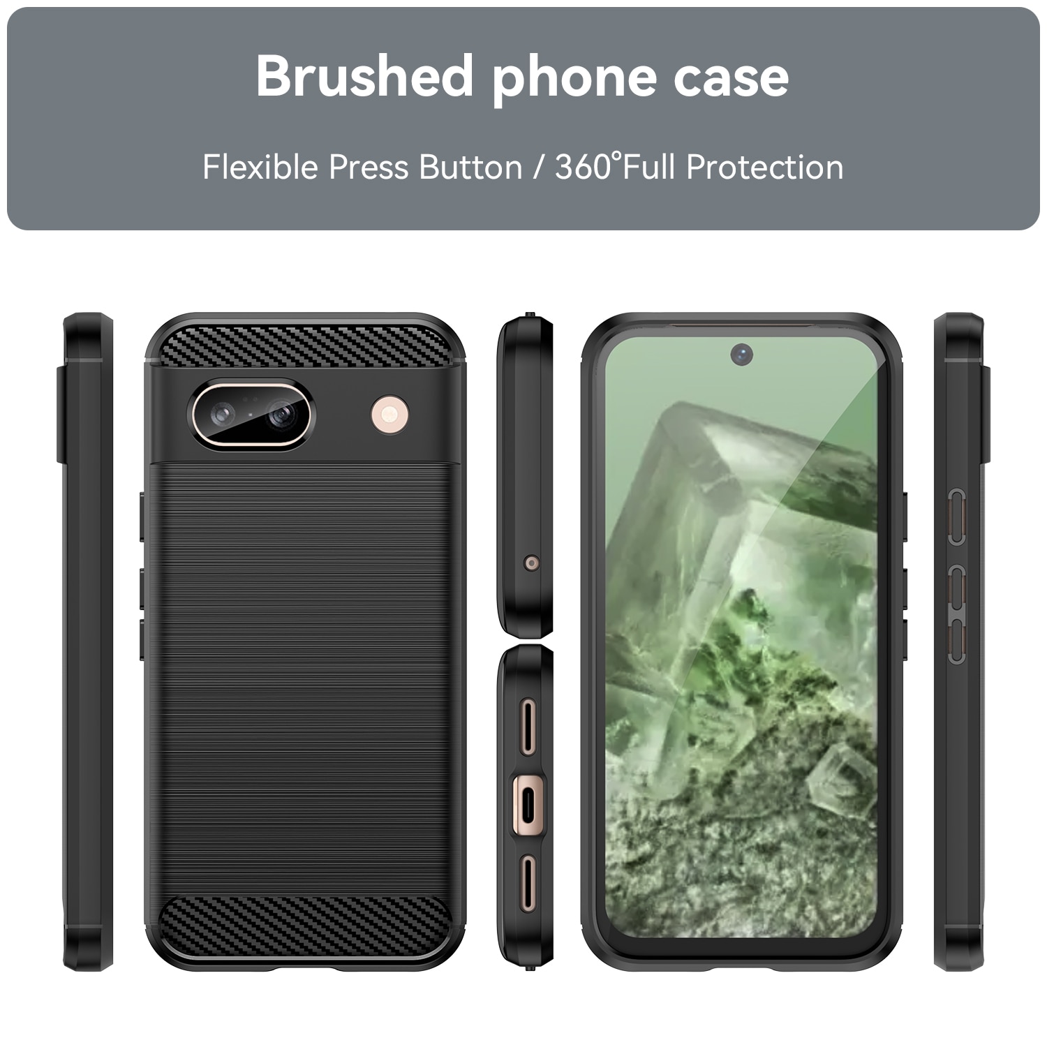 Husa telefon, pentru Google Pixel 8a 5G, De inalta calitate subtire si usoara periata confortabila TPU Soft Feel, Carbon Fiber Negru