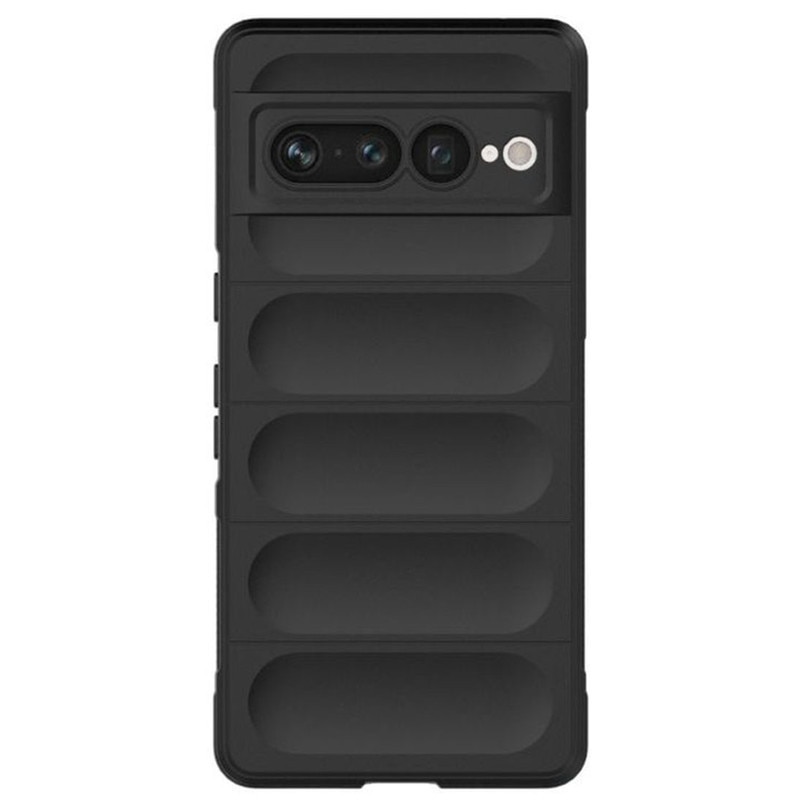 Husa telefon, pentru Google Pixel 7 Pro, Heavy Duty 3D cu dungi senzoriale Soft Silicone Full Portection Rezistent la socuri, Negru intens