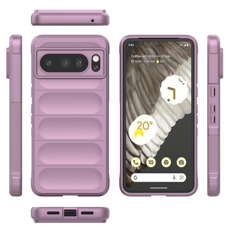 Husa telefon, pentru Google Pixel 8 Pro, Heavy Duty 3D cu dungi senzoriale Soft Silicone Full Portection Rezistent la socuri, Negru intens