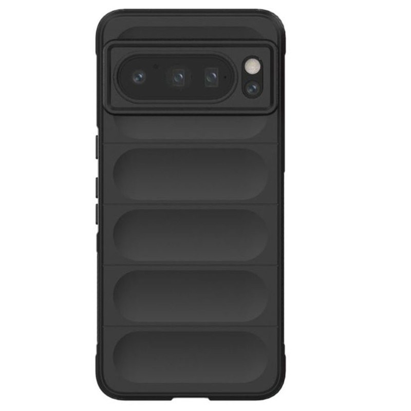 Husa telefon, pentru Google Pixel 8 Pro, Heavy Duty 3D cu dungi senzoriale Soft Silicone Full Portection Rezistent la socuri, Negru intens