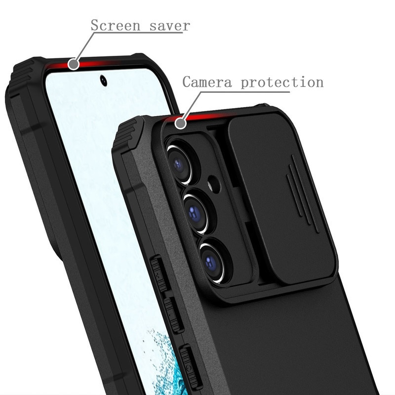 Husa telefon, pentru Samsung Galaxy A36/ Galaxy A56, Fereastra glisanta, suport inovator, Alb mat
