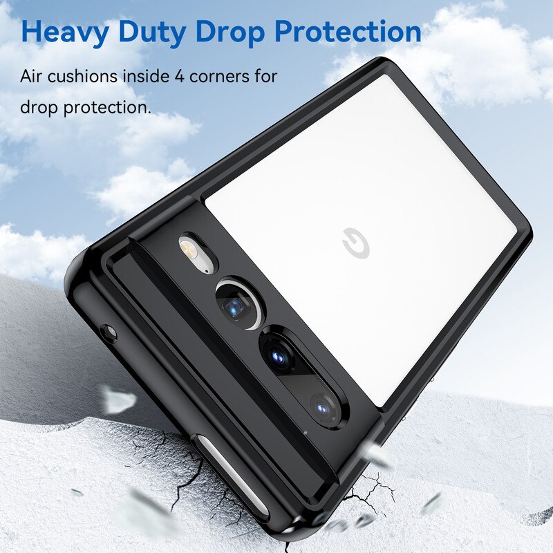 Husa telefon, pentru Google Pixel 7 Pro De inalta calitate Hard Backplane Soft Border Pure si Luminos Simtire confortabila, Negru, Transparent