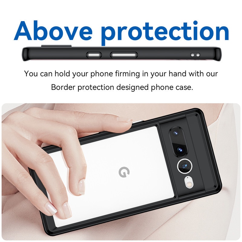 Husa telefon, pentru Google Pixel 7 Pro De inalta calitate Hard Backplane Soft Border Pure si Luminos Simtire confortabila, Negru, Transparent