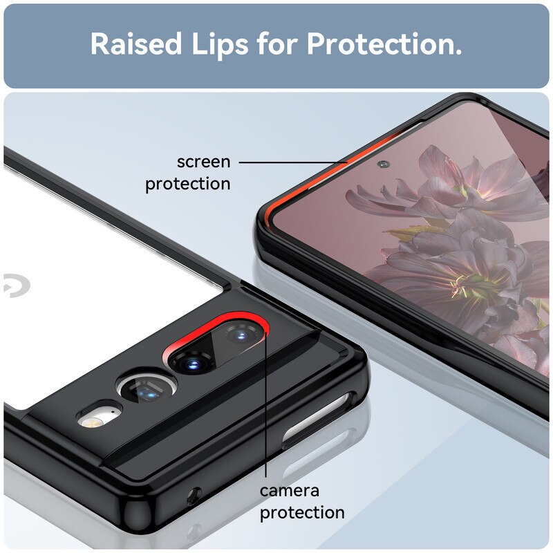 Husa telefon, pentru Google Pixel 7 Pro De inalta calitate Hard Backplane Soft Border Pure si Luminos Simtire confortabila, Negru, Transparent