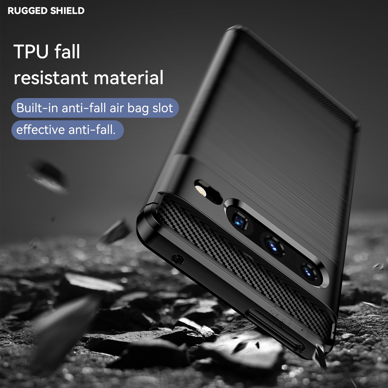 Husa telefon, pentru Google Pixel 7 Pro, De inalta calitate subtire si usoara periata confortabila TPU Soft Feel, Carbon Fiber Negru