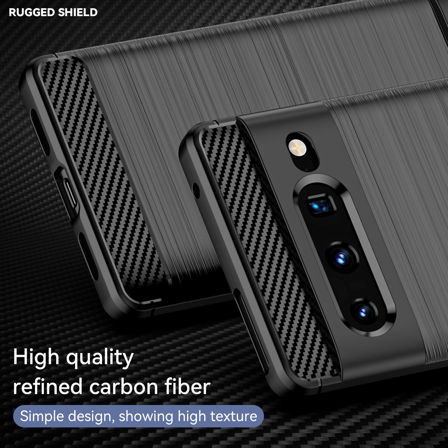 Husa telefon, pentru Google Pixel 7 Pro, De inalta calitate subtire si usoara periata confortabila TPU Soft Feel, Carbon Fiber Negru