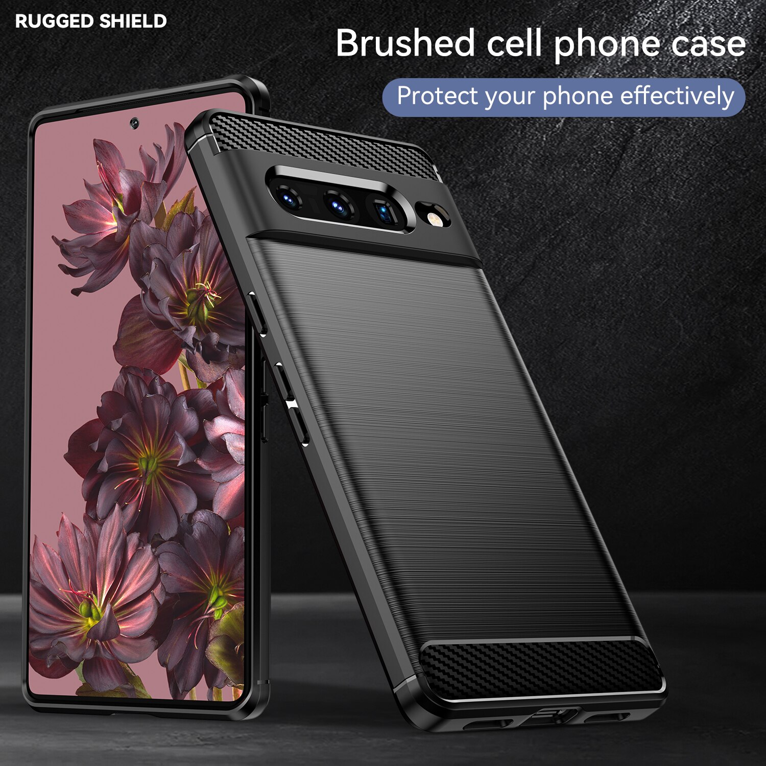 Husa telefon, pentru Google Pixel 7 Pro, De inalta calitate subtire si usoara periata confortabila TPU Soft Feel, Carbon Fiber Negru