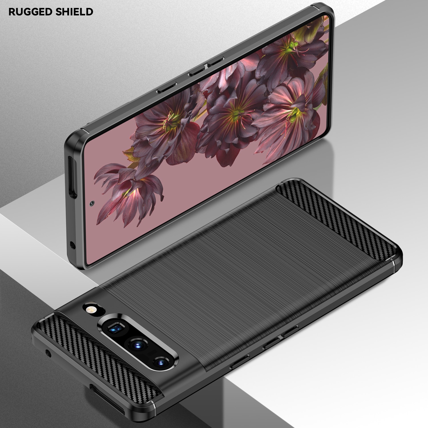 Husa telefon, pentru Google Pixel 7 Pro, De inalta calitate subtire si usoara periata confortabila TPU Soft Feel, Carbon Fiber Negru