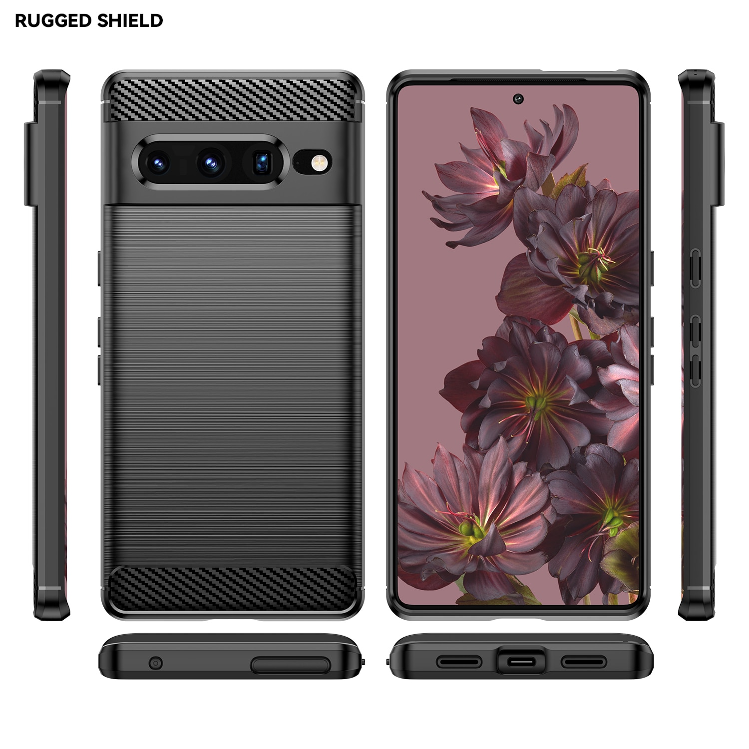 Husa telefon, pentru Google Pixel 7 Pro, De inalta calitate subtire si usoara periata confortabila TPU Soft Feel, Carbon Fiber Negru