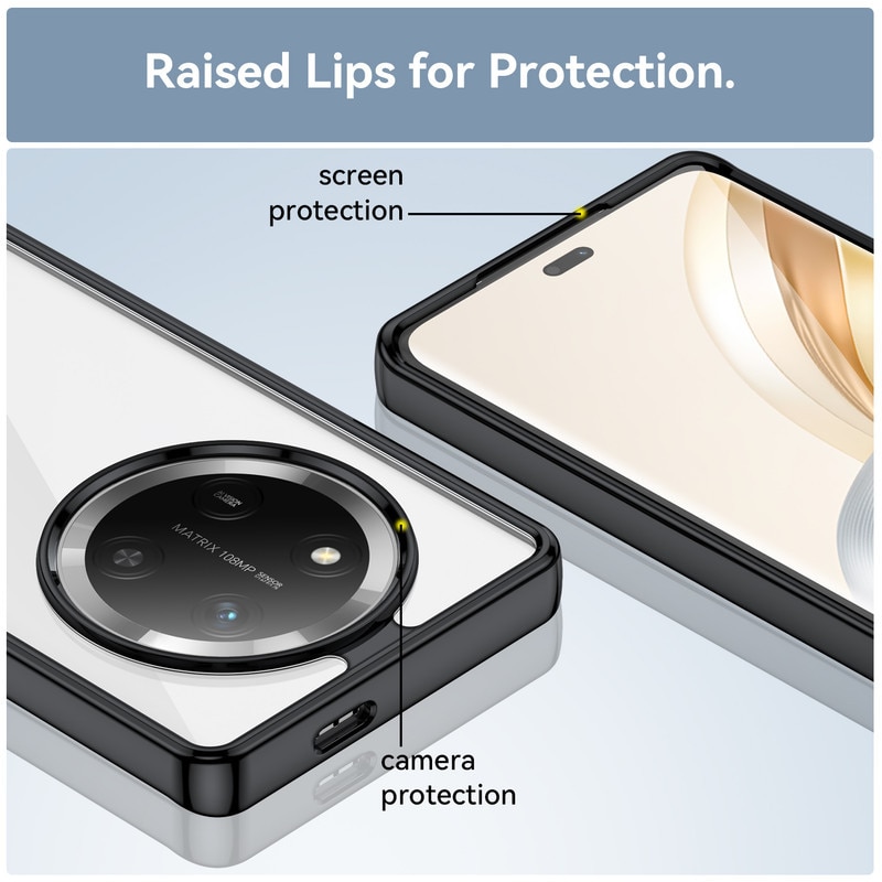 Husa telefon, pentru Honor Magic7 Lite De inalta calitate Hard Backplane Soft Border Pure si Luminos Simtire confortabila, Negru, Transparent