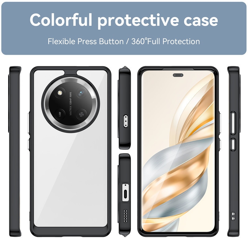 Husa telefon, pentru Honor Magic7 Lite De inalta calitate Hard Backplane Soft Border Pure si Luminos Simtire confortabila, Negru, Transparent