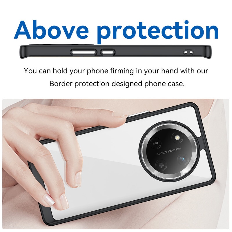 Husa telefon, pentru Honor Magic7 Lite De inalta calitate Hard Backplane Soft Border Pure si Luminos Simtire confortabila, Negru, Transparent