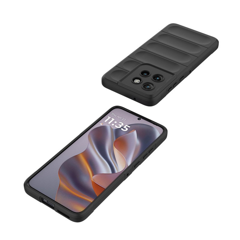 Husa telefon, pentru Motorola Edge 50 Neo 5G, Heavy Duty 3D cu dungi senzoriale Soft Silicone Full Portection Rezistent la socuri, Alb perlat