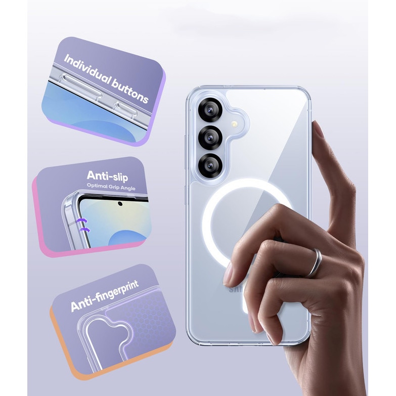 Husa telefon, pentru Samsung Galaxy S25 Anti-ingalbenire si anti-zgarietura, Alb transparent