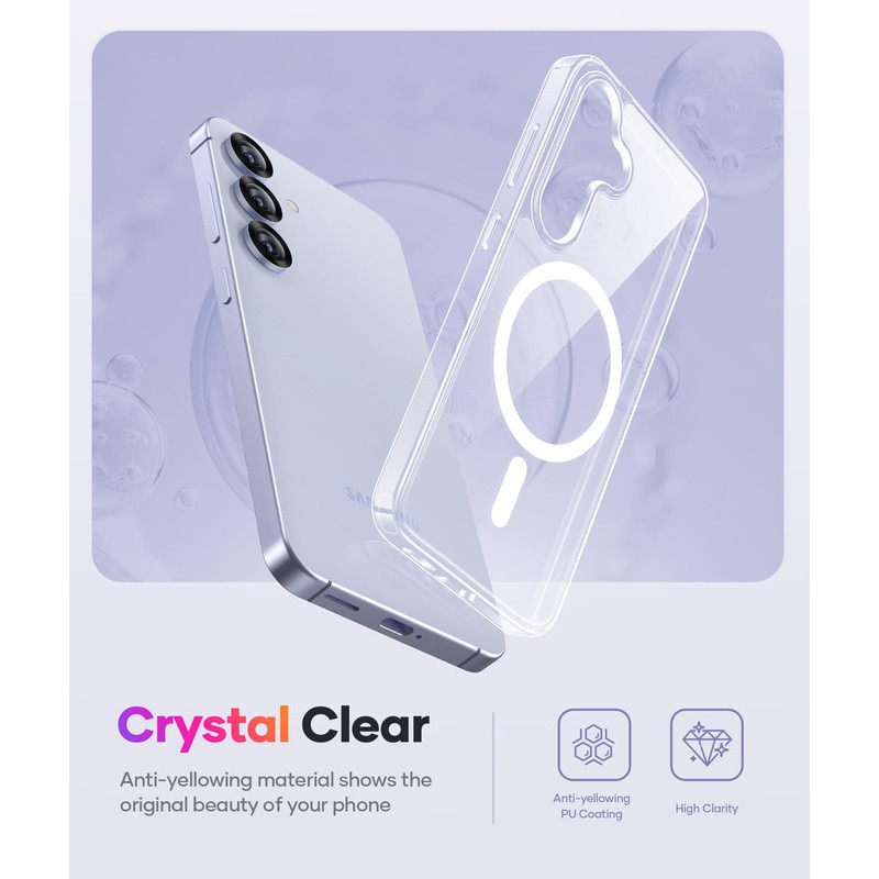 Husa telefon, pentru Samsung Galaxy S25 Anti-ingalbenire si anti-zgarietura, Alb transparent