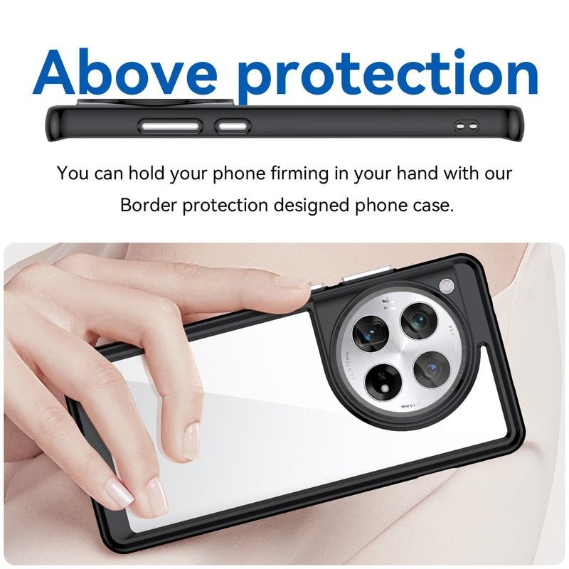 Husa telefon, pentru OnePlus 12 5G De inalta calitate Hard Backplane Soft Border Pure si Luminos Simtire confortabila, Negru, Transparent