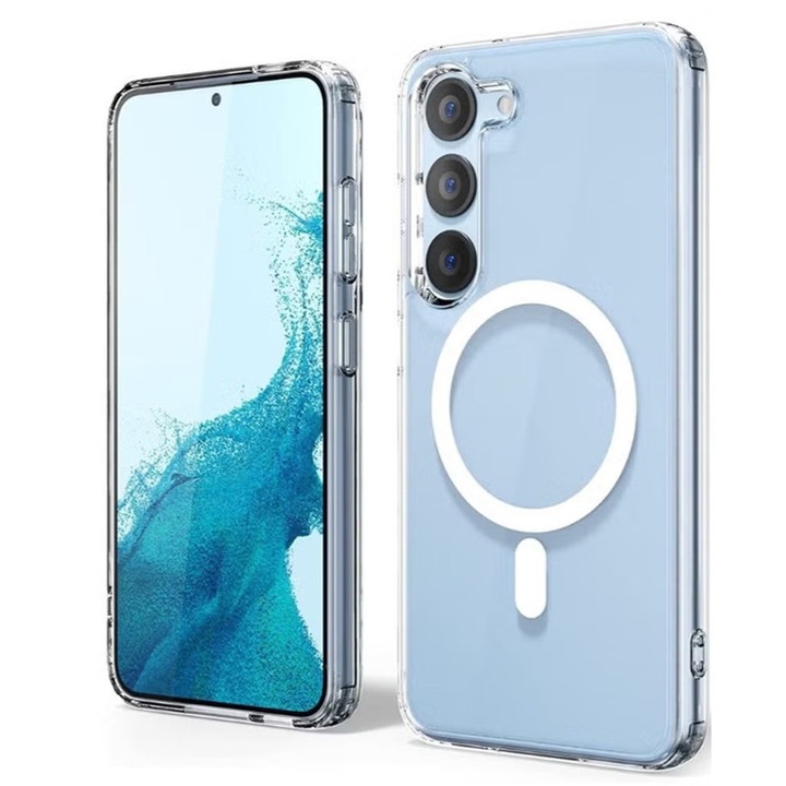 Калъф за телефон, за Samsung Galaxy S23 5G, против пожълтяване и против надраскване, прозрачно бял