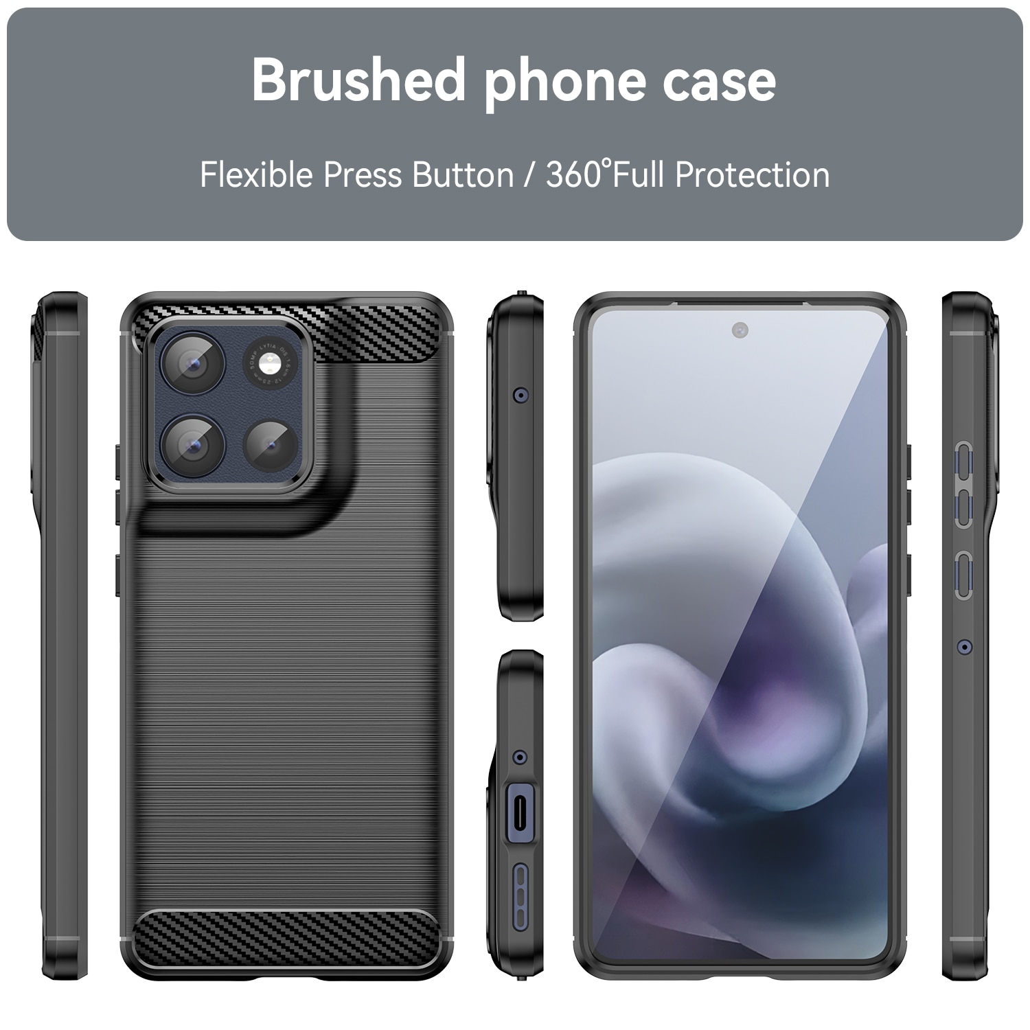 Husa telefon, pentru Motorola G86 5G, De inalta calitate subtire si usoara periata confortabila TPU Soft Feel, Carbon Fiber Negru