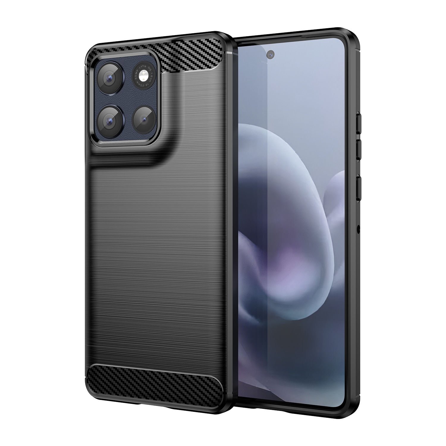 Husa telefon, pentru Motorola G86 5G, De inalta calitate subtire si usoara periata confortabila TPU Soft Feel, Carbon Fiber Negru