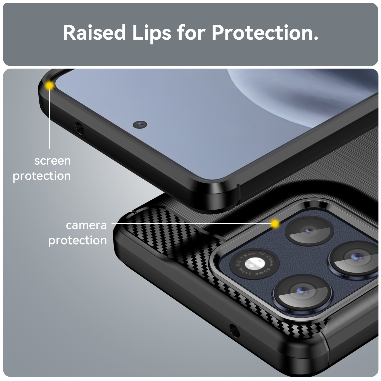 Husa telefon, pentru Motorola G86 5G, De inalta calitate subtire si usoara periata confortabila TPU Soft Feel, Carbon Fiber Negru